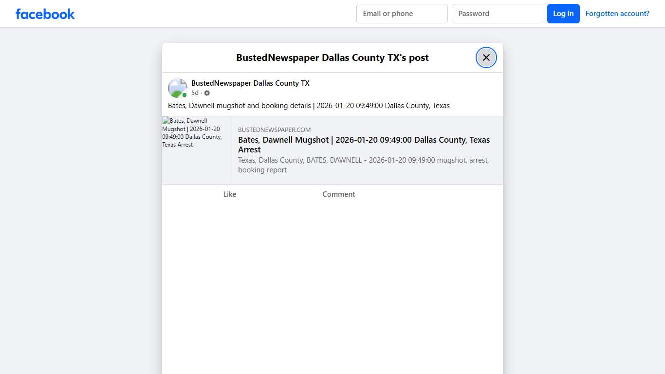Bates, Dawnell mugshot... - BustedNewspaper Dallas County TX Facebook